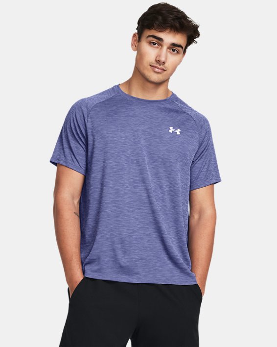 Męska koszulka z krótkimi rękawami UA Tech™ Textured, Purple, pdpMainDesktop image number 0